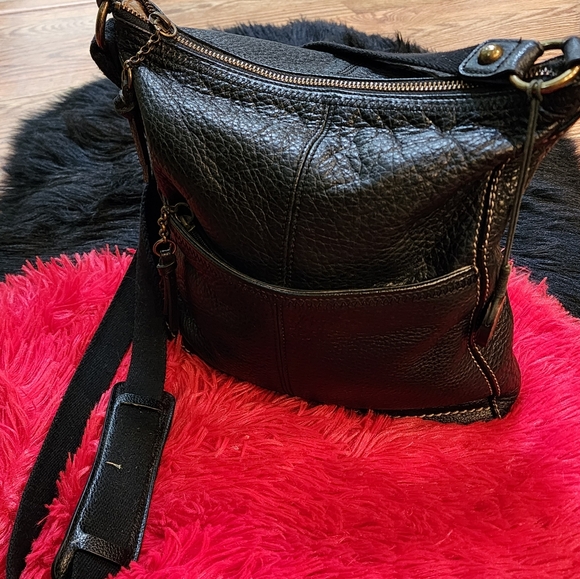 Vintage The Sak Black Pebbled Leather Hobo Crossbody Shoulder Bag - Picture 11 of 14